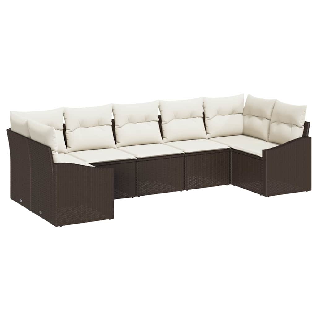 Garten Essgruppe mit Kissen mit Speicher 7 pcs Braun und Creme